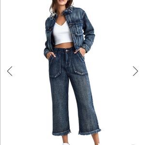 NWT True Religion Utility High Rise Culotte Jeans